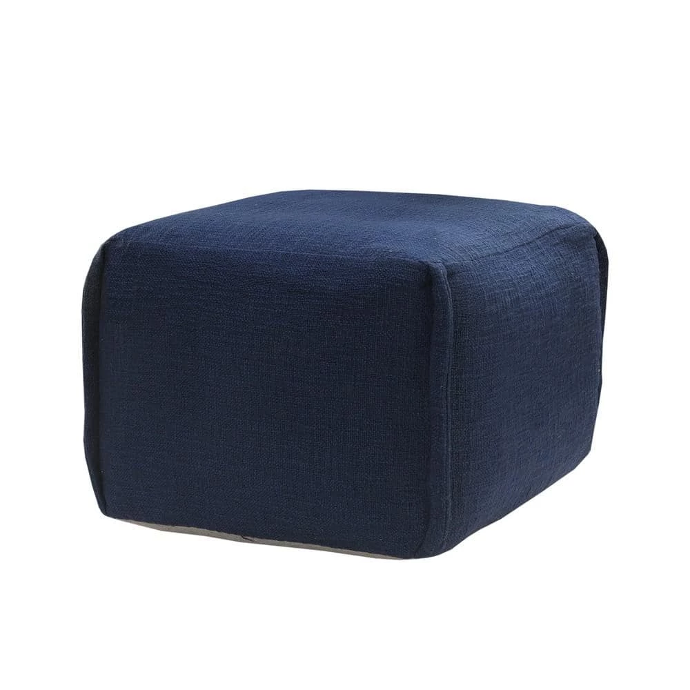 Handcrafted Solid Navy Blue 18 in. x 18 in. Pleated Square Pouf by LR Home 8 Handcrafted Solid Navy Blue 18 in. x 18 in. Pleated Square Pouf by LR Home - Image 6