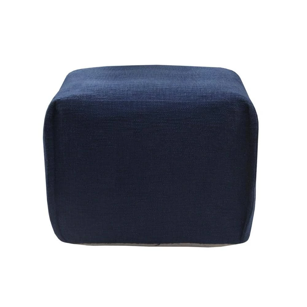 Handcrafted Solid Navy Blue 18 in. x 18 in. Pleated Square Pouf by LR Home 3 Handcrafted Solid Navy Blue 18 in. x 18 in. Pleated Square Pouf by LR Home