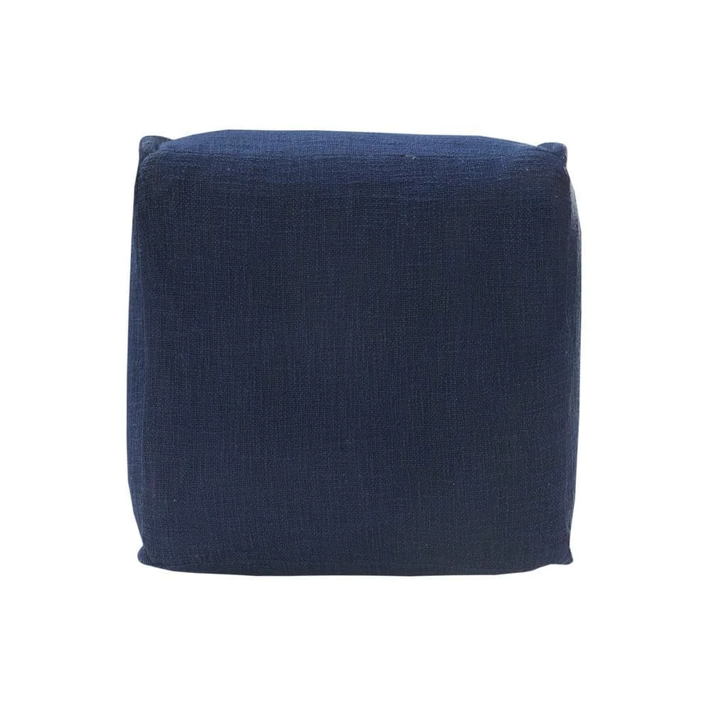 Handcrafted Solid Navy Blue 18 in. x 18 in. Pleated Square Pouf by LR Home 4 Handcrafted Solid Navy Blue 18 in. x 18 in. Pleated Square Pouf by LR Home - Image 2