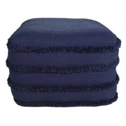 Solid Navy Blue 18 in. x 18 in. x 14 in. Textured Stripe Pouf Ottoman by LR Home -Cheap LR Home Store navy blue lr home ottomans poufs34050nav1612 1f 1000