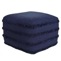 Solid Navy Blue 18 in. x 18 in. x 14 in. Textured Stripe Pouf Ottoman by LR Home -Cheap LR Home Store navy blue lr home ottomans poufs34050nav1612 44 1000