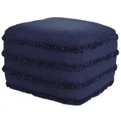 Solid Navy Blue 18 in. x 18 in. x 14 in. Textured Stripe Pouf Ottoman by LR Home -Cheap LR Home Store navy blue lr home ottomans poufs34050nav1612 4f 1000
