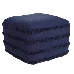 Cheap LR Home Store 50 Solid Navy Blue 18 in. x 18 in. x 14 in. Textured Stripe Pouf Ottoman by LR Home