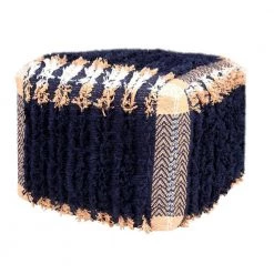 Shabby Chic Navy Blue / Peach 18" x 14" Square Rustic Textured Cotton Pouf by LR Home 15 Shabby Chic Navy Blue / Peach 18" x 14" Square Rustic Textured Cotton Pouf by LR Home -Cheap LR Home Store navy blue peach lr home ottomans poufs34036nav1612 1f 1000