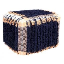 Shabby Chic Navy Blue / Peach 18" x 14" Square Rustic Textured Cotton Pouf by LR Home 18 Shabby Chic Navy Blue / Peach 18" x 14" Square Rustic Textured Cotton Pouf by LR Home -Cheap LR Home Store navy blue peach lr home ottomans poufs34036nav1612 76 1000