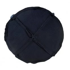 Solid Textured Navy Blue / White Indoor Outdoor Pouf with Handles by LR Home -Cheap LR Home Store navy blue white lr home ottomans poufs34015nav2012 c3 1000