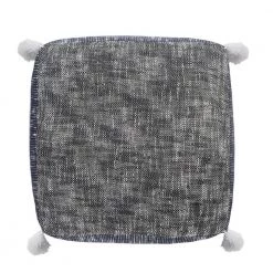 Blue/White Modern Distressed Rope Lined Tasseled Pouf by LR Home 15 Blue/White Modern Distressed Rope Lined Tasseled Pouf by LR Home -Cheap LR Home Store navy blue white lr home ottomans poufs34020nav1414 4f 1000