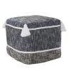 Blue/White Modern Distressed Rope Lined Tasseled Pouf by LR Home -Cheap LR Home Store navy blue white lr home ottomans poufs34020nav1414 64 1000
