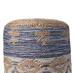 Natural Jute Navy Gray Geometric Pouf by LR Home 13 Natural Jute Navy Gray Geometric Pouf by LR Home -Cheap LR Home Store navy gray lr home ottomans poufs99756nnv1616 1f 1000