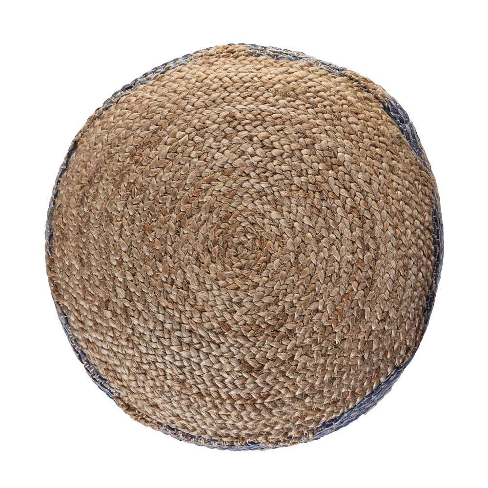 Natural Jute Navy Gray Geometric Pouf by LR Home 6 Natural Jute Navy Gray Geometric Pouf by LR Home - Image 4