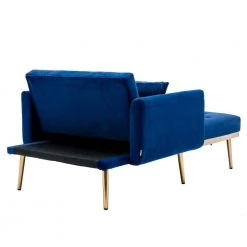Navy Modern Velvet Tufted Chaise Lounge Chair with Golden Metal Legs by HOMEFUN -Cheap LR Home Store navy homefun chaise lounges hfhdsn 853ny 1f 1000