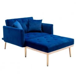 Navy Modern Velvet Tufted Chaise Lounge Chair with Golden Metal Legs by HOMEFUN -Cheap LR Home Store navy homefun chaise lounges hfhdsn 853ny d4 1000