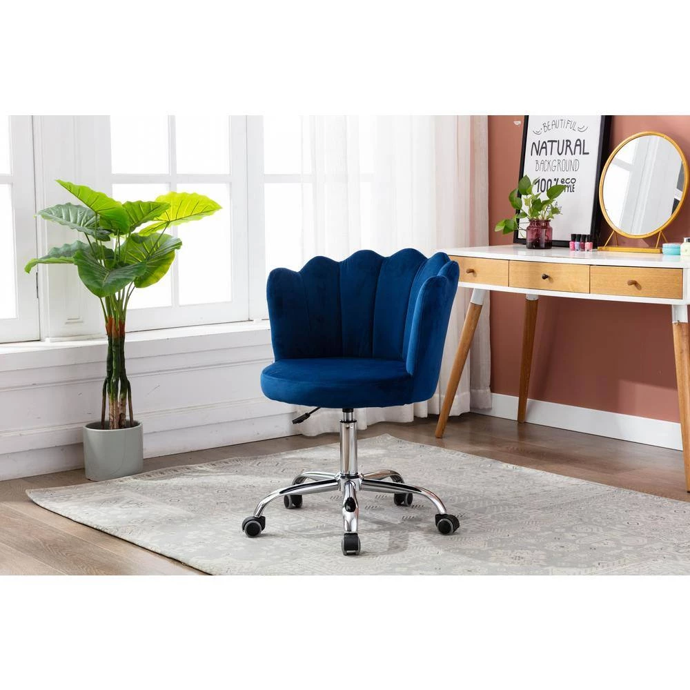 Navy Velvet Upholstered Adjustable Hight Swivel Shell Task Chair by HOMEFUN 9 Navy Velvet Upholstered Adjustable Hight Swivel Shell Task Chair by HOMEFUN - Image 7