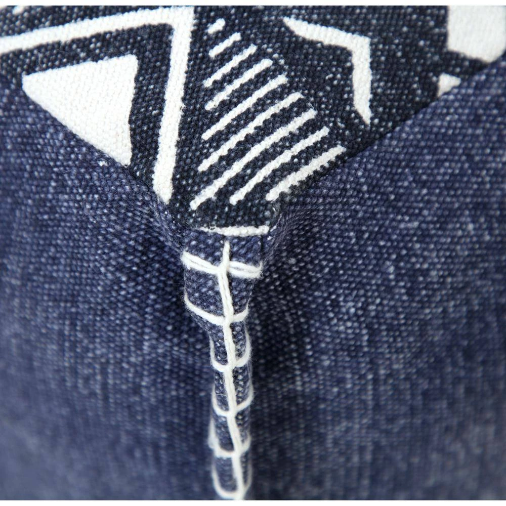 Simple Navy Blue / White Southwestern Traditional Tribal Pouf Ottoman by LR Home 9 Simple Navy Blue / White Southwestern Traditional Tribal Pouf Ottoman by LR Home - Image 7