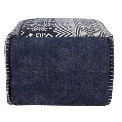 Simple Navy Blue / White Southwestern Traditional Tribal Pouf Ottoman by LR Home 16 Simple Navy Blue / White Southwestern Traditional Tribal Pouf Ottoman by LR Home -Cheap LR Home Store navy white lr home ottomans poufs34042blu1612 4f 1000