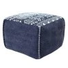 Simple Navy Blue / White Southwestern Traditional Tribal Pouf Ottoman by LR Home -Cheap LR Home Store navy white lr home ottomans poufs34042blu1612 64 1000
