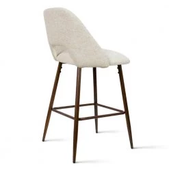 Oatmeal Fabric Upholstered 26 in. Metal Frame High Back Counter Stool (Set of 2) (19 in. W x 36 in. H) by Elevens -Cheap LR Home Store oatmeal elevens bar stools edwin midbar walnut beige 1f 1000
