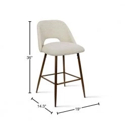 Oatmeal Fabric Upholstered 26 in. Metal Frame High Back Counter Stool (Set of 2) (19 in. W x 36 in. H) by Elevens -Cheap LR Home Store oatmeal elevens bar stools edwin midbar walnut beige 40 1000