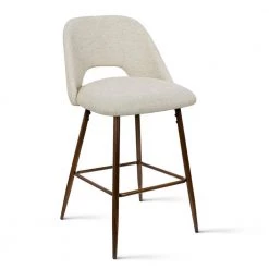Oatmeal Fabric Upholstered 26 in. Metal Frame High Back Counter Stool (Set of 2) (19 in. W x 36 in. H) by Elevens -Cheap LR Home Store oatmeal elevens bar stools edwin midbar walnut beige 4f 1000