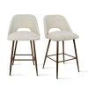 Oatmeal Fabric Upholstered 26 in. Metal Frame High Back Counter Stool (Set of 2) (19 in. W x 36 in. H) by Elevens -Cheap LR Home Store oatmeal elevens bar stools edwin midbar walnut beige 64 1000
