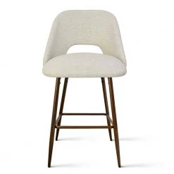 Oatmeal Fabric Upholstered 26 in. Metal Frame High Back Counter Stool (Set of 2) (19 in. W x 36 in. H) by Elevens -Cheap LR Home Store oatmeal elevens bar stools edwin midbar walnut beige c3 1000