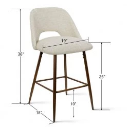 Oatmeal Fabric Upholstered 26 in. Metal Frame High Back Counter Stool (Set of 2) (19 in. W x 36 in. H) by Elevens -Cheap LR Home Store oatmeal elevens bar stools edwin midbar walnut beige fa 1000