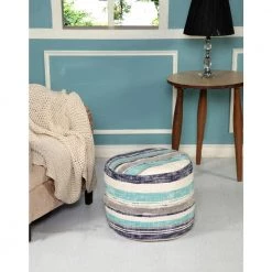 Casual Striped 18 in. x 14 in. Ocean Blue Indoor Ottoman Pouf by LR Home 11 Casual Striped 18 in. x 14 in. Ocean Blue Indoor Ottoman Pouf by LR Home -Cheap LR Home Store ocean blue lr home ottomans poufs99719blu1612 4f 1000