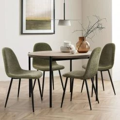 Olive Green Luxury Fabric Upholstered Dinning Chair (Set of 4) by Elevens -Cheap LR Home Store olive green elevens dining chairs spoon bk green 31 1000