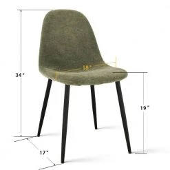 Olive Green Luxury Fabric Upholstered Dinning Chair (Set of 4) by Elevens -Cheap LR Home Store olive green elevens dining chairs spoon bk green 4f 1000