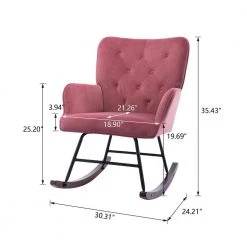 Pink Modern Velvet Tufted Rocking Accent Chair with Wood Base by HOMEFUN -Cheap LR Home Store pink homefun accent chairs hfhdsn 863pk 76 1000