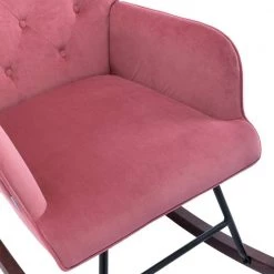 Pink Modern Velvet Tufted Rocking Accent Chair with Wood Base by HOMEFUN -Cheap LR Home Store pink homefun accent chairs hfhdsn 863pk fa 1000
