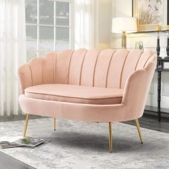 Antwan 52.4 in. Pink Modern Velvet Upholstered Tuxedo Arm 2-Seats Loveseats with Metal Legs by HOMEFUN 25 Antwan 52.4 in. Pink Modern Velvet Upholstered Tuxedo Arm 2-Seats Loveseats with Metal Legs by HOMEFUN -Cheap LR Home Store pink homefun loveseats hfhdsn 148p 31 1000