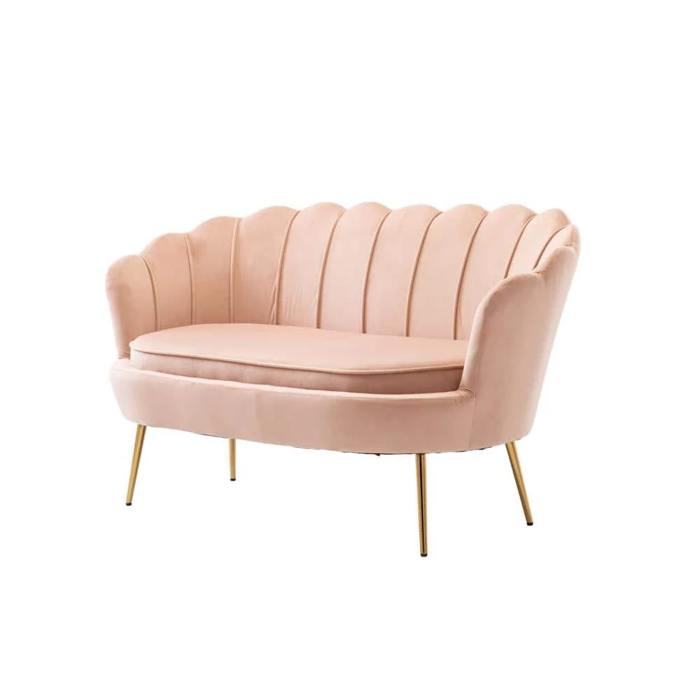 Antwan 52.4 in. Pink Modern Velvet Upholstered Tuxedo Arm 2-Seats Loveseats with Metal Legs by HOMEFUN 9 Antwan 52.4 in. Pink Modern Velvet Upholstered Tuxedo Arm 2-Seats Loveseats with Metal Legs by HOMEFUN - Image 7