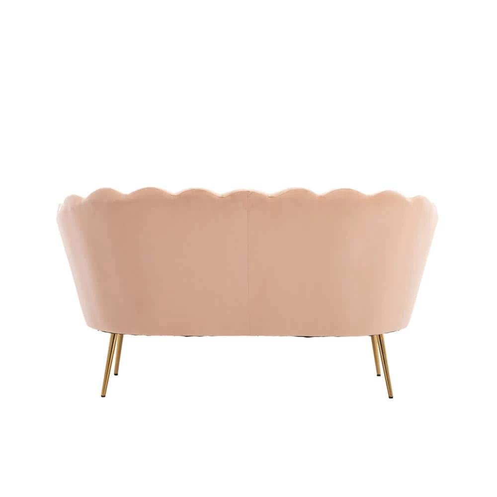 Antwan 52.4 in. Pink Modern Velvet Upholstered Tuxedo Arm 2-Seats Loveseats with Metal Legs by HOMEFUN 7 Antwan 52.4 in. Pink Modern Velvet Upholstered Tuxedo Arm 2-Seats Loveseats with Metal Legs by HOMEFUN - Image 5