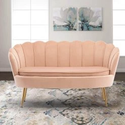 Antwan 52.4 in. Pink Modern Velvet Upholstered Tuxedo Arm 2-Seats Loveseats with Metal Legs by HOMEFUN 17 Antwan 52.4 in. Pink Modern Velvet Upholstered Tuxedo Arm 2-Seats Loveseats with Metal Legs by HOMEFUN -Cheap LR Home Store pink homefun loveseats hfhdsn 148p a0 1000