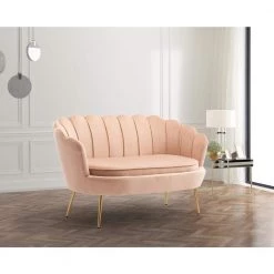 Antwan 52.4 in. Pink Modern Velvet Upholstered Tuxedo Arm 2-Seats Loveseats with Metal Legs by HOMEFUN 23 Antwan 52.4 in. Pink Modern Velvet Upholstered Tuxedo Arm 2-Seats Loveseats with Metal Legs by HOMEFUN -Cheap LR Home Store pink homefun loveseats hfhdsn 148p fa 1000