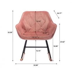 Pink Modern Velvet Rocking Accent Chair with Wood Base by HOMEFUN -Cheap LR Home Store pink homefun rockers gliders ottomans hfhdsn 856pk fa 1000