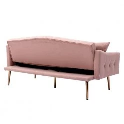 65 in Pink Velvet Upholstered Tufted Convertible Sofa Bed with Golden Metal Legs by HOMEFUN 18 65 in Pink Velvet Upholstered Tufted Convertible Sofa Bed with Golden Metal Legs by HOMEFUN -Cheap LR Home Store pink homefun sofa beds hfhdsn 8830pk 44 1000