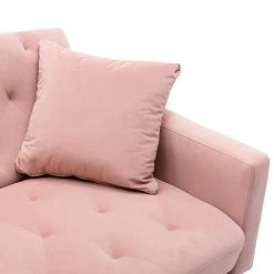 65 in Pink Velvet Upholstered Tufted Convertible Sofa Bed with Golden Metal Legs by HOMEFUN 20 65 in Pink Velvet Upholstered Tufted Convertible Sofa Bed with Golden Metal Legs by HOMEFUN -Cheap LR Home Store pink homefun sofa beds hfhdsn 8830pk 76 1000