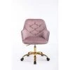 Pink Velvet Upholstered Swivel Homeoffice Height Adjustable Task Chair with Gold Base and 360° Castor Wheels by HOMEFUN 2 Pink Velvet Upholstered Swivel Homeoffice Height Adjustable Task Chair with Gold Base and 360° Castor Wheels by HOMEFUN -Cheap LR Home Store pink homefun task chairs hfhdsn 190zhpk 64 1000