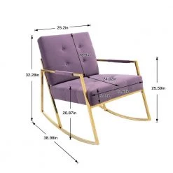 Modern Purple Velvet Comfortable Relax Rocking Arm Chair with Stainless Steel Feet by HOMEFUN -Cheap LR Home Store purple homefun accent chairs hfhdsn 900pl fa 1000