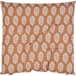 17 in. L x 17 in. W x 2 in. D Botanical Raw Leaf Sienna / Ivory Chair Pad (Set of 2) by LR Home