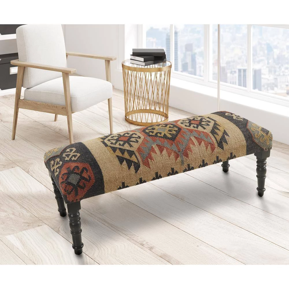 Bohemian Vanity Red/Beige Indoor Upholstered Bench by LR Home 8 Bohemian Vanity Red/Beige Indoor Upholstered Bench by LR Home - Image 7