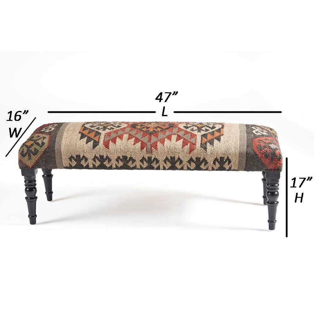Bohemian Vanity Red/Beige Indoor Upholstered Bench by LR Home 3 Bohemian Vanity Red/Beige Indoor Upholstered Bench by LR Home - Image 2