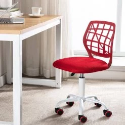 Red Mesh Ergonomic Swivel Armless Kids Study Chair with Adjustable Height by HOMEFUN -Cheap LR Home Store red homefun kids chairs hfhdof 030rd 31 1000