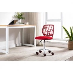 Red Mesh Ergonomic Swivel Armless Kids Study Chair with Adjustable Height by HOMEFUN -Cheap LR Home Store red homefun kids chairs hfhdof 030rd 44 1000