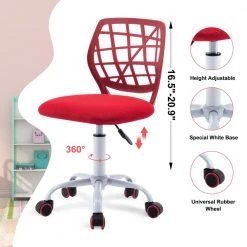 Red Mesh Ergonomic Swivel Armless Kids Study Chair with Adjustable Height by HOMEFUN -Cheap LR Home Store red homefun kids chairs hfhdof 030rd 4f 1000