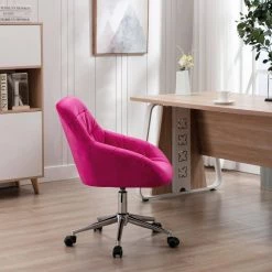 Red Home Office Ergonomic Chair with Upholstered Vanity and Adjustable Swivel by HOMEFUN -Cheap LR Home Store red homefun task chairs hfhdof 009r 1f 1000