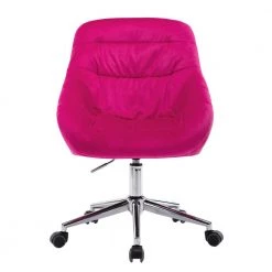 Red Home Office Ergonomic Chair with Upholstered Vanity and Adjustable Swivel by HOMEFUN