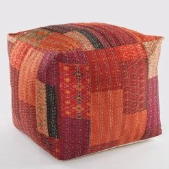 Kantha Patchwork Red Handmade Crimson Pouf Ottoman by LR Home 8 Kantha Patchwork Red Handmade Crimson Pouf Ottoman by LR Home -Cheap LR Home Store red lr home ottomans poufs99730tmr2420 c3 1000